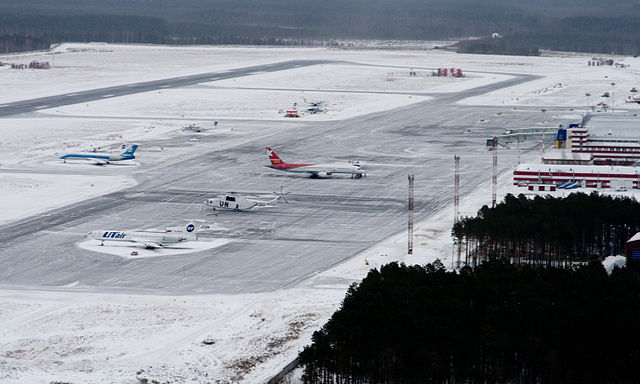 Aircraft parked at Surgut Airport.