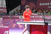 Deutsch: Tischtennis bei den Olympischen Jugendspielen 2018; Tag 9, 15. Oktober 2018; Mixed, Finale, Mixed-Doppel – Miu Hirano (JPN) gegen Sun Yingsha (CHN) 2:3 English: Table tennis at the 2018 Summer Youth Olympics at 15 October 2018 – Mixed Final, Mixed-Double – Miu Hirano (JPN) Vs Sun Yingsha (CHN) 2:3