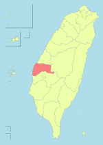 Location of Yunlin County in Taiwan