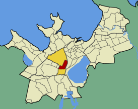 Микрорайон Тонди на карте Таллина (выделен красным цветом)
