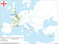 Niederlassungen des Templerordens in Europa um 1300