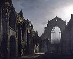 The Ruins of Holyrood Chapel, målning av Daguerre 1824.