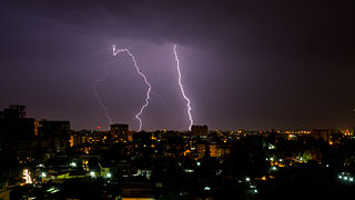 Addis Ababa hits by lighnings during the rainy season.