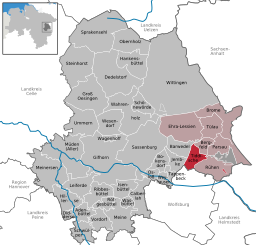 Läget för kommunen Tiddische i Landkreis Gifhorn
