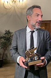 Todd Phillips with the Golden Lion won by his film Joker at the 2019 edition Todd Philips Venezia 2019.jpg