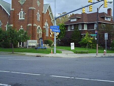 Intersection of Tonawanda and Ontario Streets. The Heart of Riverside Tonwanda and ontario 14207.JPG