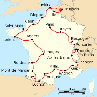 1960 Tour de France map