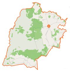 Mapa konturowa gminy Trzcianne, na dole nieco na lewo znajduje się punkt z opisem „Parafia w Laskowcu”