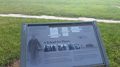 National Park Service marker at the location of the Huffman Prairie Flying Field school US National Park Service marker at Huffman Prairie Flying Field.jpg