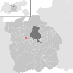 Kommunens läge i distriktet Innsbruck-Land