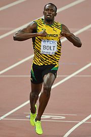 Usain Bolt is one of the most prominent sprinters in the world. Usain Bolt after 200 m final Beijing 2015.jpg