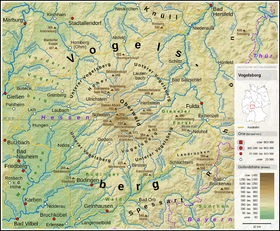 Harta topografică a Vogelsberg.