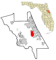 Emplacement dans le comté de Volusia et dans l'état de Floride