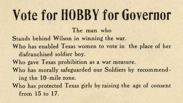 Campaign card for William Pettus Hobby