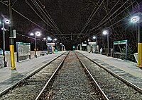 Waban station at night