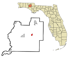 Washington County Florida Zonele încorporate și necorporate Wausau Highlighted.svg