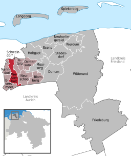 Läget för kommunen Westerholt i Landkreis Wittmund