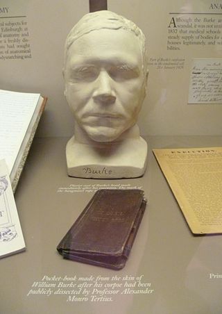A book bound in the skin of the murderer William Burke, on display in Surgeons' Hall Museum in Edinburgh