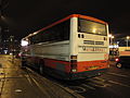 The rear of Wilts & Dorset 3214 (R214 NFX), a DAF SB300/Plaxton Prisma in The Hard, Portsmouth, Hampshire on rail replacement works.