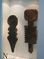 Female (left) and male (right) plank figures (Type 3) from the Wittemoor timber trackway Wittemoor Stelen.jpg