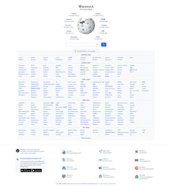 Detail of Wikipedia's multilingual portal. Here, the project's largest fiteny editions are shown.