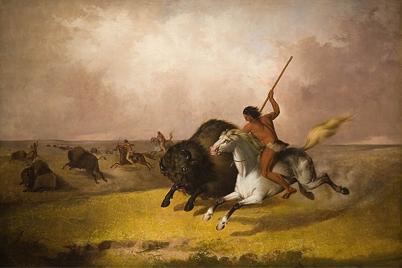 File:'Buffalo Hunt on the Southwestern Prairies', oil on canvas painting by John Mix Stanley, 1845, Smithsonian American Art Museum (Washington D. C.).jpg