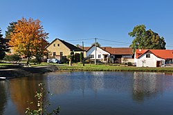 Center of the village with a pond