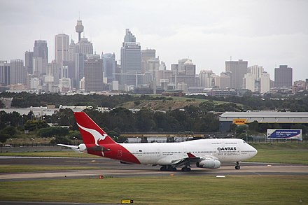Sydney Airport with city skyline in background