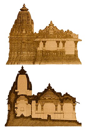 The architecture of a Hindu temple in Sunak, Gujarat. 10th century Nilakantha Mahadeva Hindu temple, Nagara architecture, Sunak, Gujarat.jpg