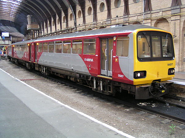 Refurbished Class 144 in Arriva Trains Northern/WYPTE Metro livery, at York in 2004