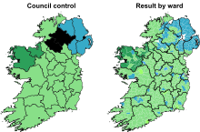In the first Irish local elections the UIL was able to gain control of Mayo and Sligo county councils. 1899 Irish county council elections - Ward and Council Control.svg