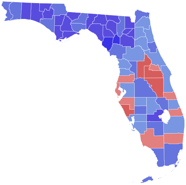 1970 United States Senate election in Florida results map by county.svg