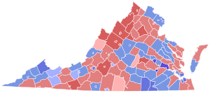 2001 Virginia Lieutenant Gubernatorial election results map by county.svg