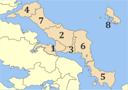 Den regionale enhed Centralathen (markeret med rødt)