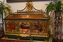 Serra's coffin at Mission San Carlos Borromeo de Carmelo. 2015-09-18 Mission San Carlos Borromeo de Carmelo 15.jpg