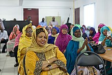 Somali women leaders and members of civil society attend a meeting in Mogadishu on June 19, 2016 during which they have agreed on an election model that will see the women secure 30% representation, across all levels of leadership in the forthcoming elections. 2016 19 Somali Women-5 (27773704325).jpg