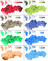 Results of the 2016 Slovak legislative election, showing vote strength for each party by district.