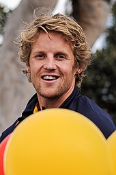 Rory Sloane is a Malcolm Blight Medal winner and former captain. 2017 AFL Grand Final parade - Rory Sloane.jpg