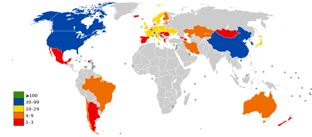 Countries by team size