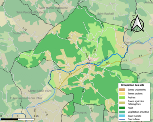 Barevná mapa znázorňující využití půdy.