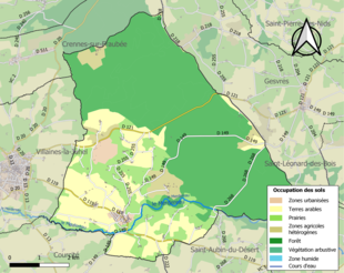 Barevná mapa znázorňující využití půdy.