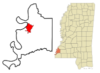 Adams County Mississippi Incorporated and Unincorporated areas Natchez Highlighted.svg