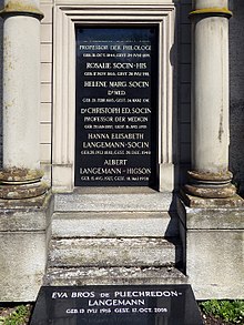Albert Socin (1844-1899) hoogleraar filologie, oriëntalist, oudtestamenticus.  Hoogleraar Semitische talen.  Graf op de Wolfgottesacker-begraafplaats, Basel
