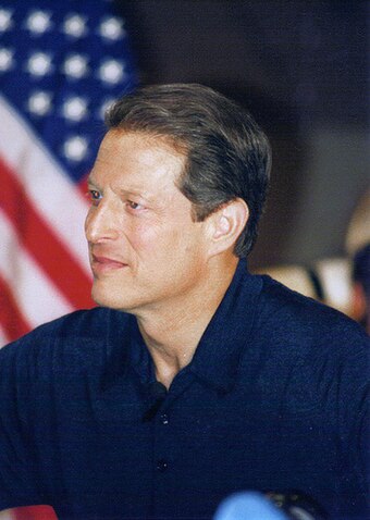 In Manchester, New Hampshire, campaigning for President of the United States in 2000