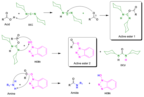 Synthese van amiden met behulp van HOBt