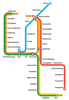 Amsterdam Metro network AmsterdamMetroWashingtonStyle (from 2018).png