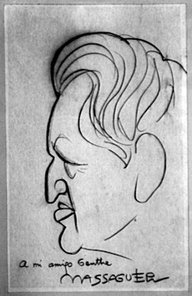 Caricature of Arnold Genthe by Cuban artist Conrado Massaguer