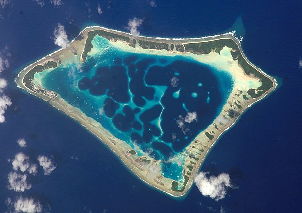 Satellite picture of the Atafu atoll in Tokelau in the Pacific Ocean