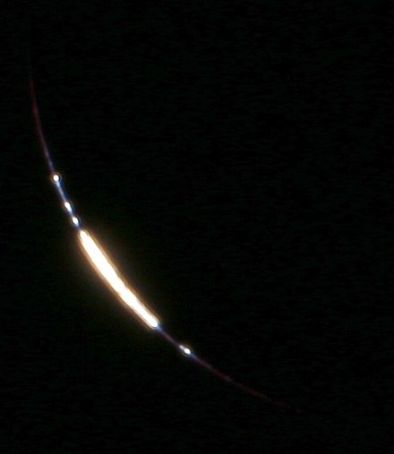 Anel de diamante de Baily, quatro segundos antes da totalidade do eclipse.