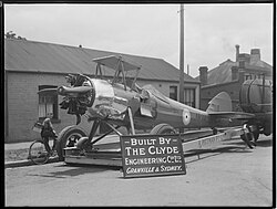 An RAAF Avro Mk II Cadet built in Manchester, UK (despite the signboard) and erected in Australia Avro cadet trainer A6-23 from The Powerhouse Museum.jpg